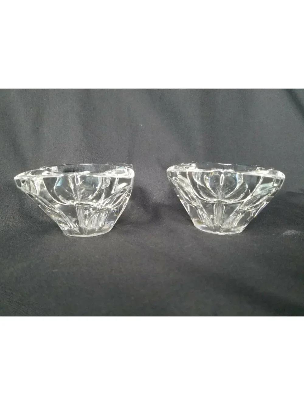 Vintage Pair of  Indiana Glass Co. Tulip Taper Candle Holders Petal Shaped